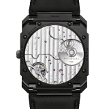 Octo Finissimo Automatic watch with mechanical manufacture ultra-thin movement (2.23 mm thin), automatic winding, platinum microrotor, black DLC-coated sandblasted titanium case, black dial, hands and indexes, and black rubber bracelet. Water-resistant up to 30 metres. 104268 image 4