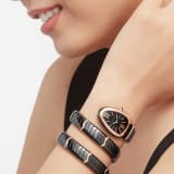 Serpenti Spiga double-spiral watch in black ceramic with an 18 kt rose gold bezel and single elements set with diamonds, and a black dial. Water-resistant up to 30 meters 103199 image 2