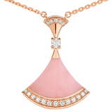 DIVAS' DREAM necklace in 18 kt rose gold, with pendant set with pink opal, a diamond (0.10 ct) and pavé diamonds (0.20 ct). 354340 image 3