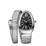 Serpenti Tubogas single spiral watch in stainless steel case and bracelet, with black opaline dial. SrpntTubogas-black-dial2 image 1