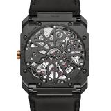Octo Finissimo Skeleton 8 Days watch with mechanical manufacture ultra-thin movement (2.50 mm thin), manual winding, 8 days power reserve, black DLC-coated titanium case, openwork dial, rose gold-plated hands and indexes, black rubber bracelet. Water-resistant up to 30 metres 104121 image 4
