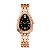Serpenti Seduttori watch with 18 kt rose gold case set with diamonds, black lacquered dial and 18 kt rose gold bracelet. Water-resistant up to 30 meters. 103453 image 1