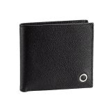 Men's black grain leather wallet with brass palladium plated hardware. Four credit card slots, two bill compartments, two internal compartments and one change holder. 11 x 10 x 2 cm - 4.3 x 3.9 x 0.8 BBM-WLT-ITAL-gcla image 1