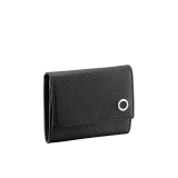 BVLGARI BVLGARI coins and credit card holder in black and ruby red grain calf leather and black nappa lining. Iconic logo décor in palladium plated brass. 288293 image 1