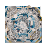Polychroma Shine scarf in fine natural silk twill with a BVLGARI BVLGARI metal pendant. Made of 100% silk. POLYCHROMASHINE-SQ image 1