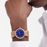 DIVAS' DREAM watch with 18 kt rose gold case and bracelet set with brilliant-cut diamonds, lapis lazuli dial and 12 diamond indexes. Water-resistant up to 30 metres 103574 image 2