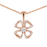 Fiorever 18 kt rose gold necklace set with a central brilliant-cut diamond (0.10 ct) and pavé diamonds (0.06 ct) 358156 image 3