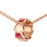 Serpenti Viper 18 kt rose gold pendant necklace set with fancy rubies. 360659 image 3