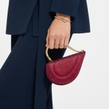 Serpenti Cuoricino mini top handle bag with gold Neige Pavé Crystals applied on a suede base and bright Travertino nappa leather lining. Captivating snake body-shaped top handle in gold-plated brass embellished with engraved scales; press-button closure. SRN-001-1366XS-CRYS image 2