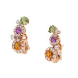 Allegra 18 kt rose gold earrings set with amethysts, peridots, citrine quartzes and pavé diamonds 362028 image 2