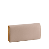 Bulgari Clip large wallet in fudge amethyst brown grain calf leather with butter onyx beige grain calf leather interior and butter onyx beige edges. Iconic palladium-plated brass clip and folded closure. BCM-WLT-SLI-POC-Cla image 3
