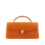 Serpenti Forever Elongated top handle bag in Terracotta nubuck leather with Terracotta nappa leather lining. Captivating snakehead magnetic closure in light gold-plated brass embellished with Terracotta enamel and gold-plated brass scales, and black onyx eyes. 295620 image 1