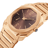 Octo Finissimo Automatic watch with mechanical manufacture ultra-thin movement (2.23 mm thick), automatic winding, satin-polished 18 kt rose gold case and bracelet and brown lacquered dial with sunray finish. Water-resistant up to 100 metres 103637 image 2