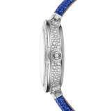 LVCEA Tourbillon Limited Edition watch with mechanical manufacture movement, automatic winding, see-through tourbillon, 18 kt white gold case set with round brilliant-cut diamonds, full-pavé dial with round brilliant-cut diamonds and blue colour finish, and blue galuchat bracelet 102881 image 3