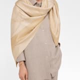 Serpenti 75 Lux scarf in fine navy blue jacquard silk and cashmere. Made of 63% silk, 24% cashmere, 8% metal and 5% polyamide. SERPENTI75-LUX-SQ image 1