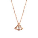 DIVAS' DREAM 18 kt rose gold openwork necklace with 18 kt rose gold pendant set with a central diamond and pavé diamonds 354363 image 1