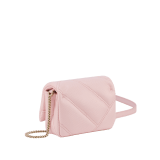 Serpenti Cabochon micro bag in light pink Pure karung with a maxi matelassé pattern and light pink nappa leather lining. The bag features a captivating magnetic snakehead closure in light gold-plated brass embellished with red enamel eyes. 294186 image 3