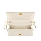 Tubogas Top Handle bag in Perla White calf leather with Perla White nappa leather lining. Iconic Tubogas handle in gold-finished brass with Parentesi details both set with zirconia and a clasp closure. 295714 image 3