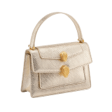 Alexander Wang x Bvlgari belt bag in light gold Molten karung skin with black nappa leather lining. Exclusively redesigned double Serpenti head clasp in antique gold-plated brass with seductive red enamel eyes. 291188 image 2