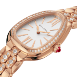 Serpenti Seduttori watch with 18 kt rose gold case and bracelet both set with diamonds, and white dial 103946 image 2