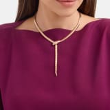 Serpenti 18 kt rose gold necklace set with round rubies on the head and tail, demi pavé diamonds on the head and black onyx eyes 362427 image 1