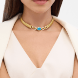 Bvlgari Tubogas 18 kt yellow gold necklace set with a central blue topaz and pavé diamonds. One size with adjustable fastening. 361996 image 1