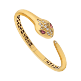 Serpenti 18 kt yellow gold bracelet set with rubellite eyes and demi pavé diamonds on the head and the tail BR858986 image 1