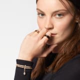 Serpenti Forever bracelet in rose gold braided calf leather and light rose gold-plated brass chain with magnetic clasp closure. Captivating snakehead charm with black and white agate enamel scales and black enamel eyes. SERP-BRAIDCHAIN-WCL-RG image 2