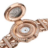 Monete Catene High Jewellery secret watch with mechanical manufacture micro-movement with manual winding, 18 kt rose gold case and chain bracelet set with diamonds, 18 kt rose gold cover set with a silver coin of emperor Caracalla, mother-of-pearl dial and diamond indexes 103870 image 2