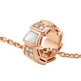 Serpenti Viper 18 kt rose gold necklace set with mother of pearl elements and pavé diamonds on the pendant. 357095 image 3
