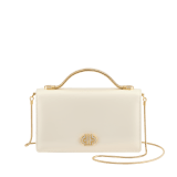 Tubogas Top Handle bag in Perla White calf leather with Perla White nappa leather lining. Iconic Tubogas handle in gold-finished brass with Parentesi details both set with zirconia and a clasp closure. 295714 image 4
