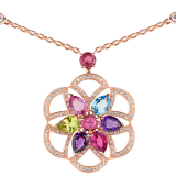 DIVAS' DREAM 18 kt rose gold necklace set with coloured gemstones and pavé diamonds 355617 image 3