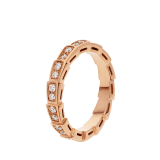 Serpenti wedding band in 18 kt rose gold, set with full pavé diamonds. AN856980 image 1