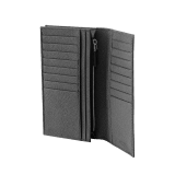 BULGARI BULGARI Man large yen wallet in black grain calf leather with royal blue moire silk internal details. Iconic palladium plated-brass décor and folded closure. 283810 image 2