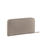 BULGARI BULGARI Man large zipped wallet in foggy opal grey grain calf leather with forest emerald green grain calf leather interior. Iconic palladium-plated brass décor and zip around closure. BBM-WLTZIPgcla image 3
