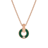 Skelettierte BVLGARI BVLGARI Halskette aus 18 Karat Roségold mit Malachit-Elementen und einem runden Diamanten im Brillantschliff 357313 image 1