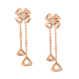 Fiorever 18 kt rose gold pendant earring, set with two round brilliant-cut diamonds and pavé diamonds. 357143 image 1
