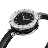 B.zero1 watch with stainless steel and black ceramic case, black lacquered dial and black ceramic bangle with stainless steel clasp. B01watch-black-black-dial image 1