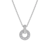 BVLGARI BVLGARI Openwork 18 kt white gold necklace set with full pavé diamonds on the pendant 357938 image 1