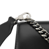 Serpenti Forever Maxi Chain small crossbody bag in black palmellato leather with black nappa leather lining. Captivating snakehead closure in palladium-plated brass embellished with black onyx scales and red enamel eyes. MCN-PL-B image 6