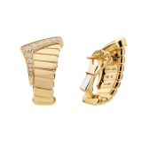 Bvlgari Tubogas asymmetric 18 kt yellow gold hoop earrings set with demi pavé diamonds 362521 image 3