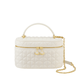 Divas' Dream vanity case in black Metropolitan calf leather with a distinctive Calla matelassé motif and black nappa leather interior. Refined signature zip pullers in gold-plated brass. DIVA-VANITY image 4