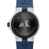 Bvlgari Aluminium Capri Edition watch with mechanical manufacture movement, automatic winding, 40 mm aluminum case, dark blue rubber bezel and bracelet, and blue shaded dial. Water-resistant up to 100 meters. Special Edition limited to 1,000 pieces 103815 image 4