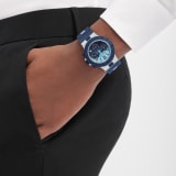 Bvlgari Aluminium Capri Edition watch with mechanical manufacture movement, automatic winding, chronograph, 40 mm aluminum case, dark blue rubber bezel and bracelet, and blue shaded dial. Water-resistant up to 100 meters. Special Edition limited to 1,000 pieces 103844 image 1
