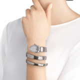 Montre Serpenti Tubogas avec boîtier et bracelet double spirale en acier inoxydable, lunette sertie de diamants taille brillant et cadran en opaline argentée. 101910 image 3