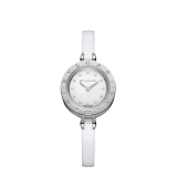 B.zero1 watch with stainless steel and white ceramic case, white lacquered dial and white ceramic bangle with stainless steel clasp. B01watch-white-white-dial image 2