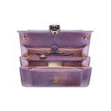 “Serpenti Forever” crossbody bag in rainbow-coloured "Spring Shade" python skin, with Lavender Amethyst lilac nappa leather inner lining. Tempting snakehead closure in gold-plated brass enhanced with lilac and white agate enamel and black onyx eyes. 1082-MK image 4