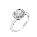 Incontro d'Amore platinum ring set with a round brilliant-cut diamond and a halo of pavé diamonds. 355409 image 2