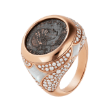 Monete 18 kt rose gold ring set with an ancient coin, mother-of-pearl elements and pavé diamonds AN858424 image 1