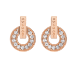 BVLGARI BVLGARI Openwork 18 kt rose gold earrings set with full pavé diamonds 357318 image 1